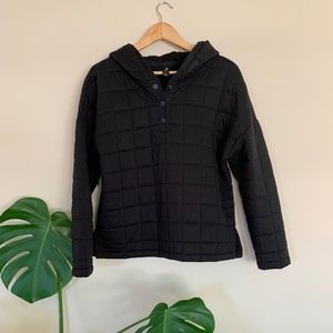 Black Quilted Quarter button Hoodie